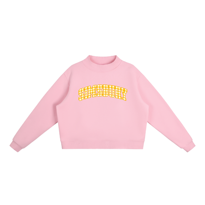 Gingham Simsbury Essential Fleece Mock-Neck Crew Sweatshirt (printed)