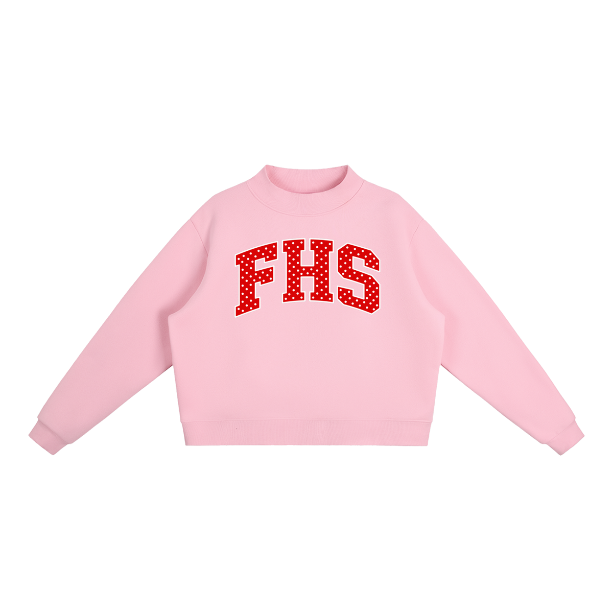 Polka Dot Fitch Essential Fleece Mock-Neck Crew Sweatshirt (printed)