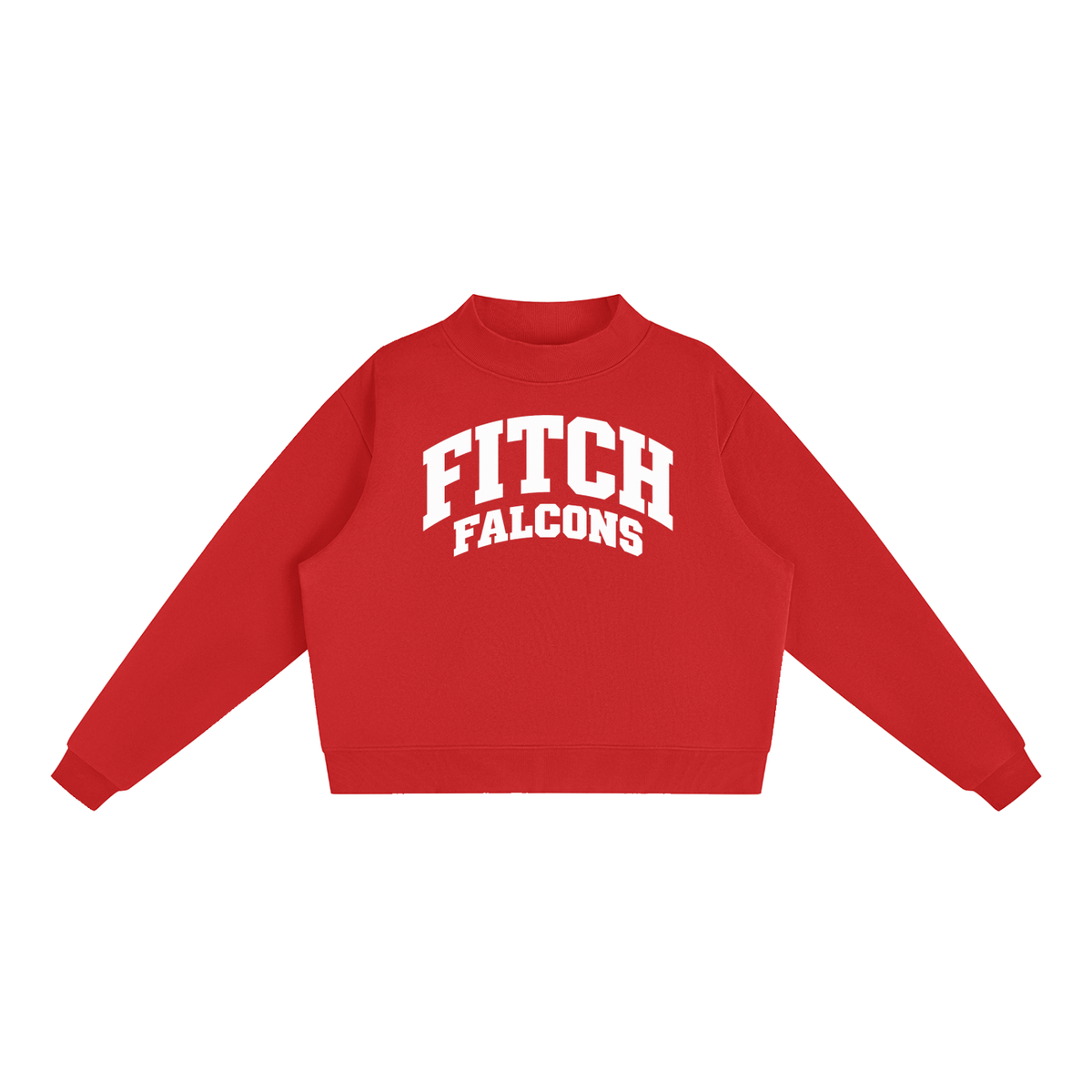 Basic 2 White Fitch Essential Fleece Mock-Neck Crew Sweatshirt (printed)