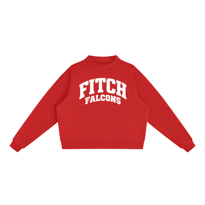 Basic 2 White Fitch Essential Fleece Mock-Neck Crew Sweatshirt (printed)
