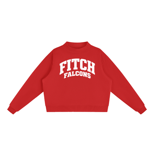 Basic 2 White Fitch Essential Fleece Mock-Neck Crew Sweatshirt (printed)