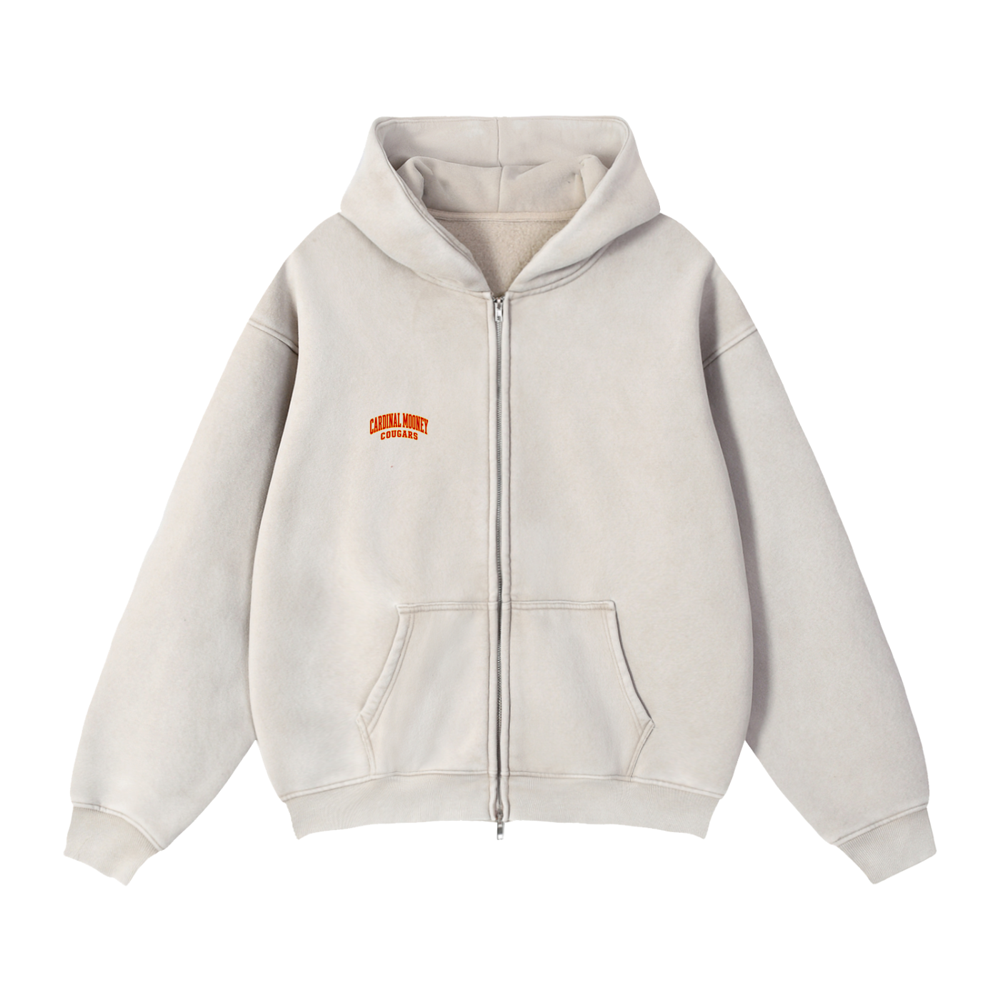 Basic 2 Cardinal Mooney Zip-Through Boxy Fleece Hoodie