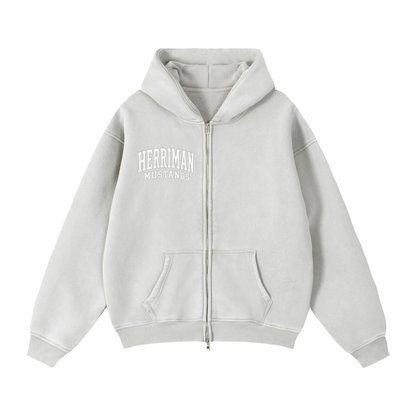 Zip Up Boxy Fleece Hoodie