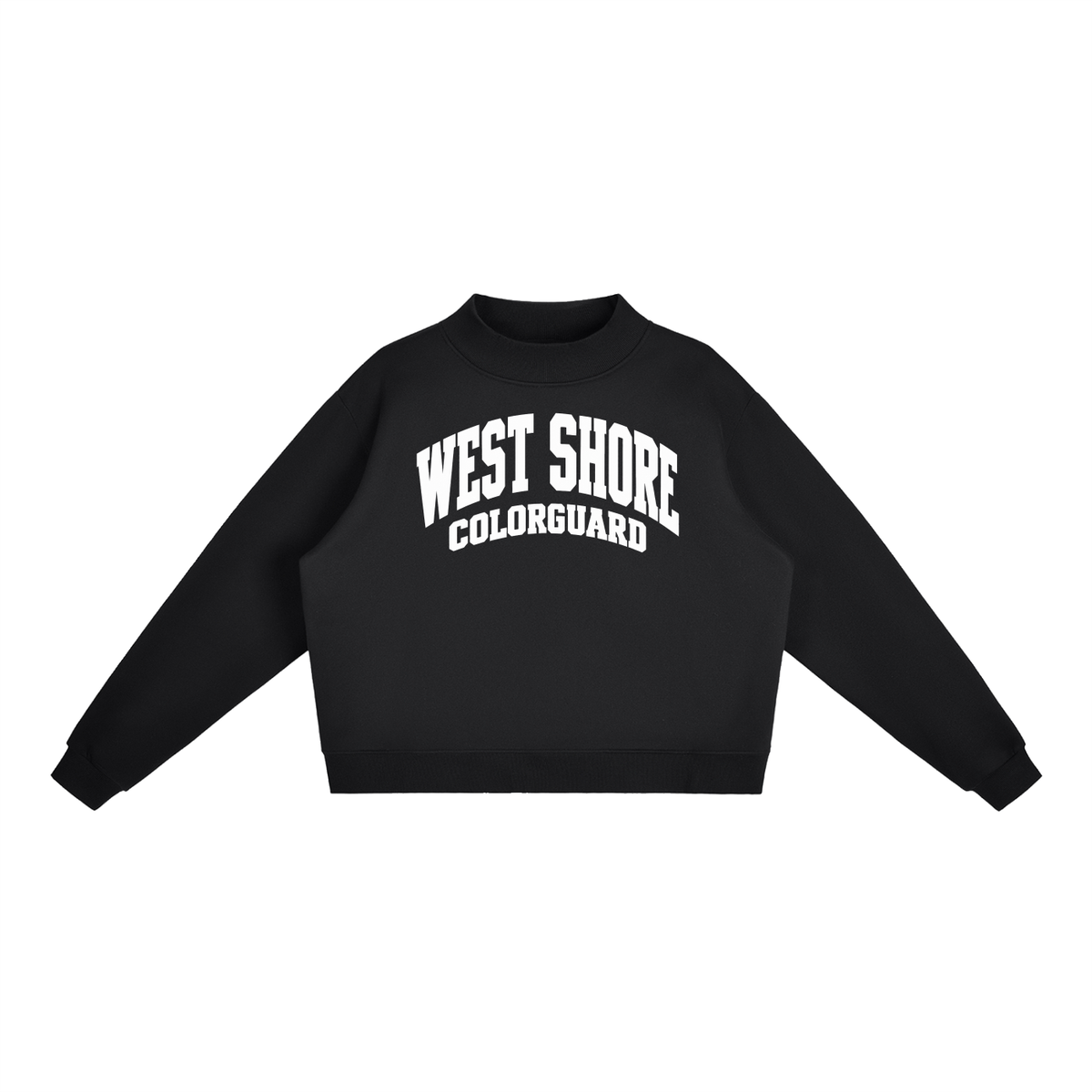 Basic 2 White West Shore Essential Fleece Mock-Neck Crew Sweatshirt (printed)