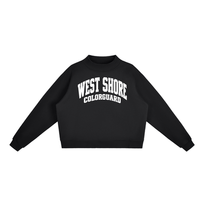 Basic 2 White West Shore Essential Fleece Mock-Neck Crew Sweatshirt (printed)