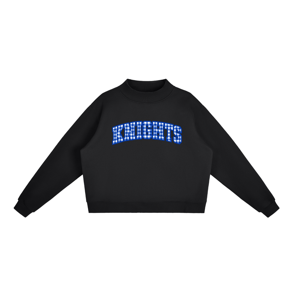 Gingham Nolensville Essential Fleece Mock-Neck Crew Sweatshirt (printed)