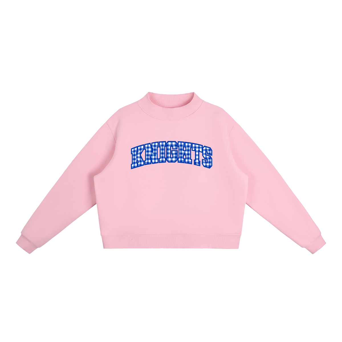 Gingham Nolensville Essential Fleece Mock-Neck Crew Sweatshirt (printed)