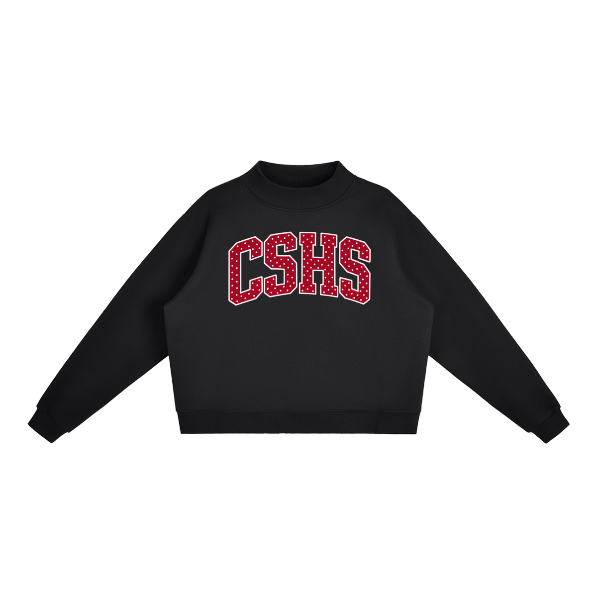 Polka Dot Chatfield Essential Fleece Mock-Neck Crew Sweatshirt (printed)