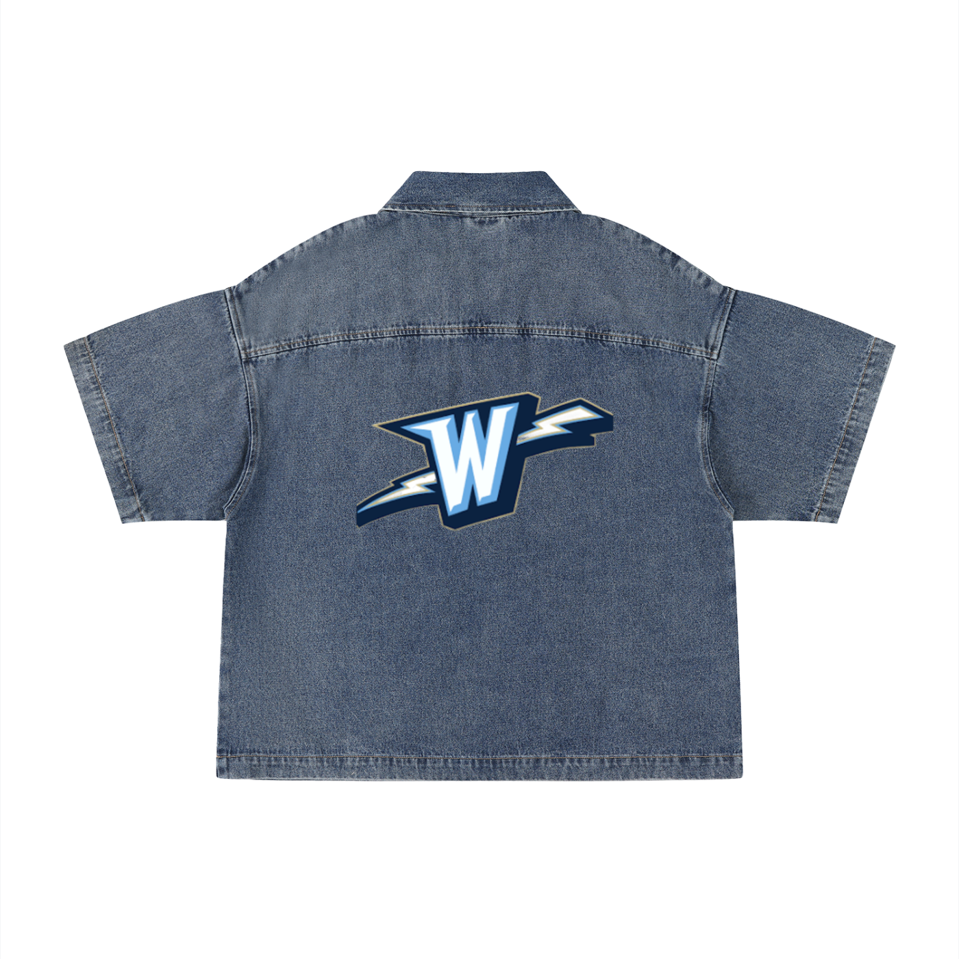 Unisex Vintage Wash Boxy Quarter-Zip Denim Shirt