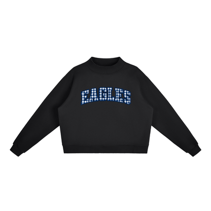 Gingham Oakland Middle Essential Fleece Mock-Neck Crew Sweatshirt (printed)