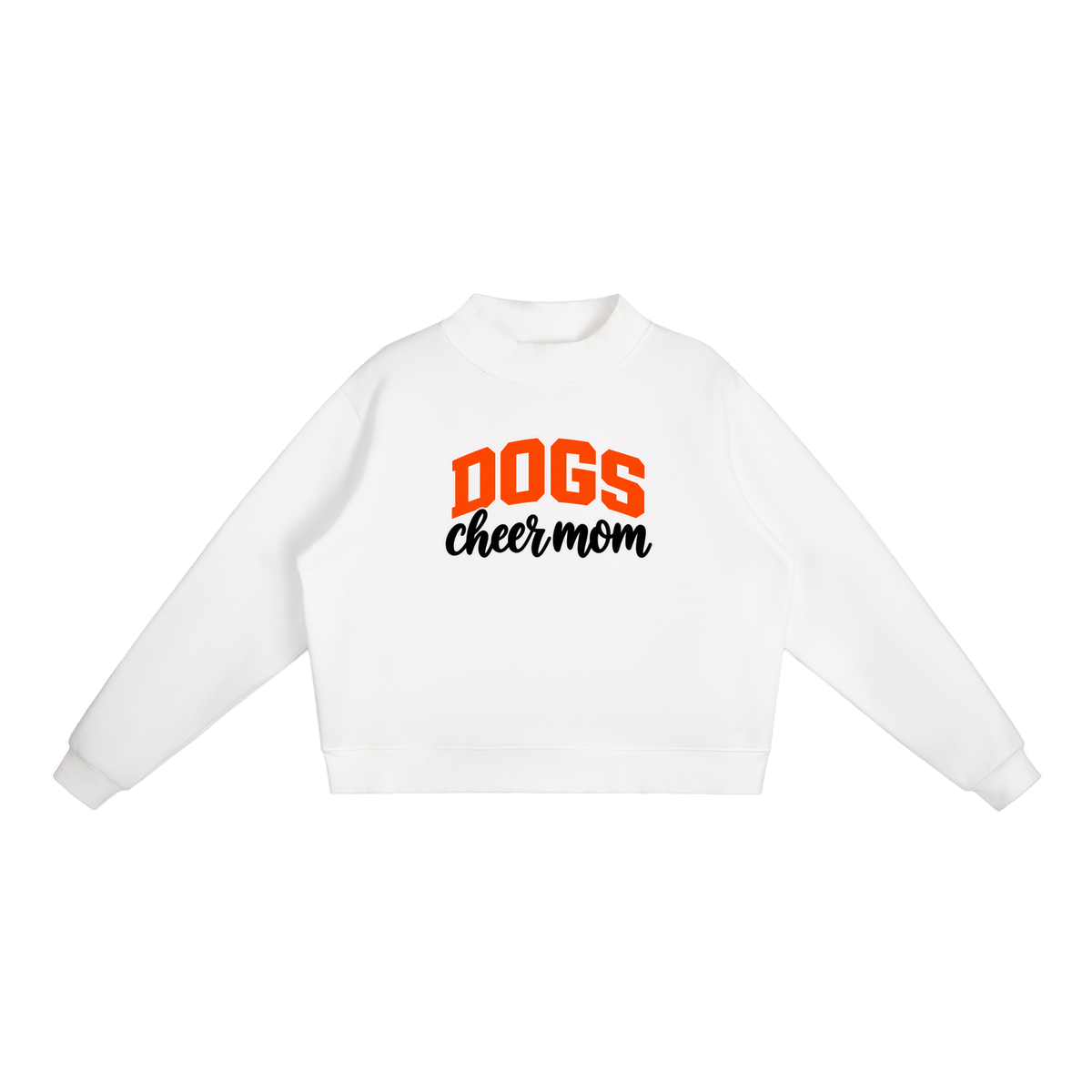 Cheer Mom Green Bulldogs Essential Fleece Mock-Neck Crew Sweatshirt (printed)