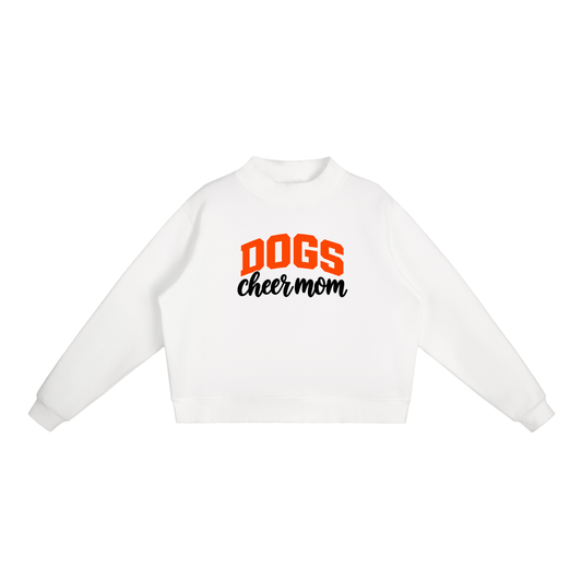 Cheer Mom Green Bulldogs Essential Fleece Mock-Neck Crew Sweatshirt (printed)