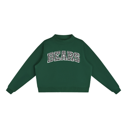 Gingham Mock Essential Fleece Mock-Neck Crew Sweatshirt (Printed)