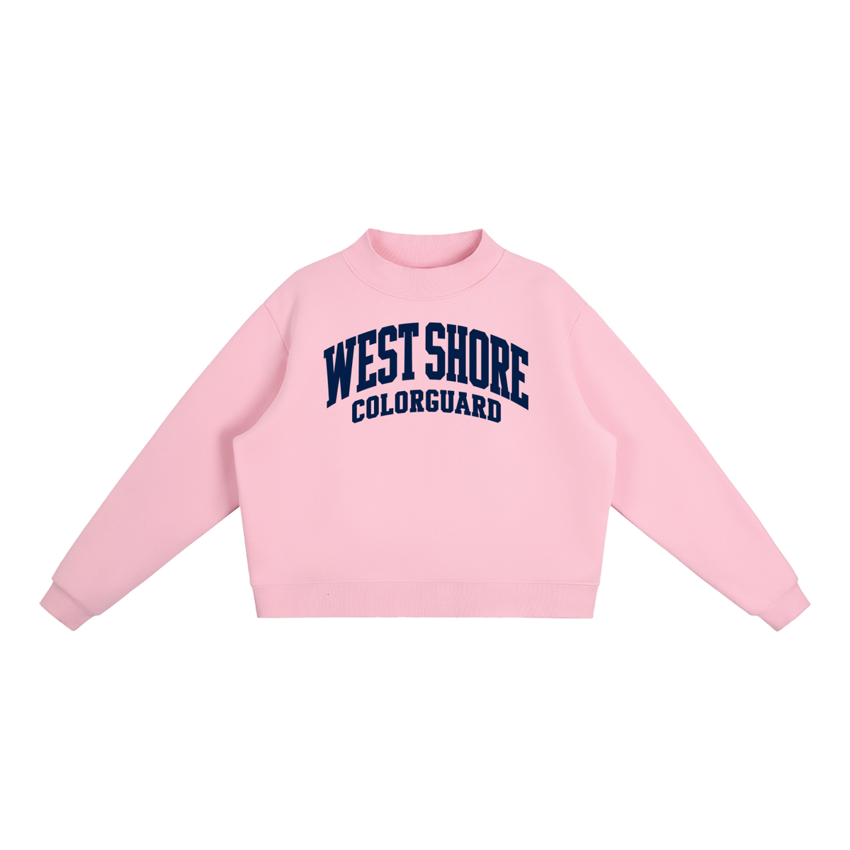 Basic 2 West Shore Essential Fleece Mock-Neck Crew Sweatshirt (printed)
