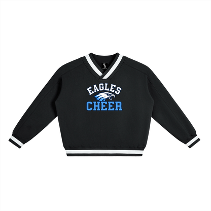 V-Neck Contrast Collar Boxy Sweatshirt