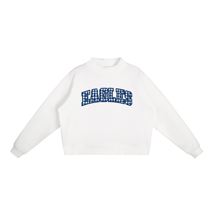 Gingham Oakland Middle Essential Fleece Mock-Neck Crew Sweatshirt (printed)
