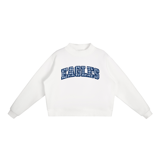 Gingham Oakland Middle Essential Fleece Mock-Neck Crew Sweatshirt (printed)