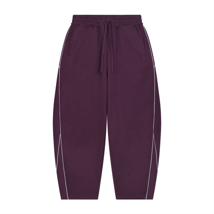 Unisex Piping Fleece Barrel Leg Sweatpants