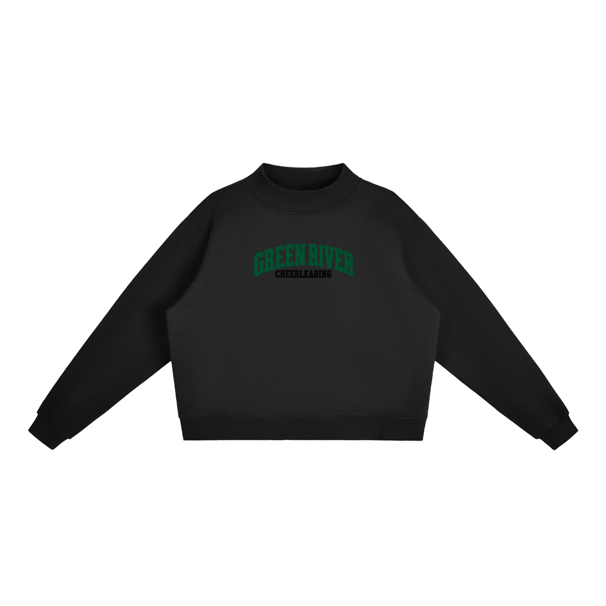 Basic 1 Green River Essential Fleece Mock-Neck Crew Sweatshirt (printed)