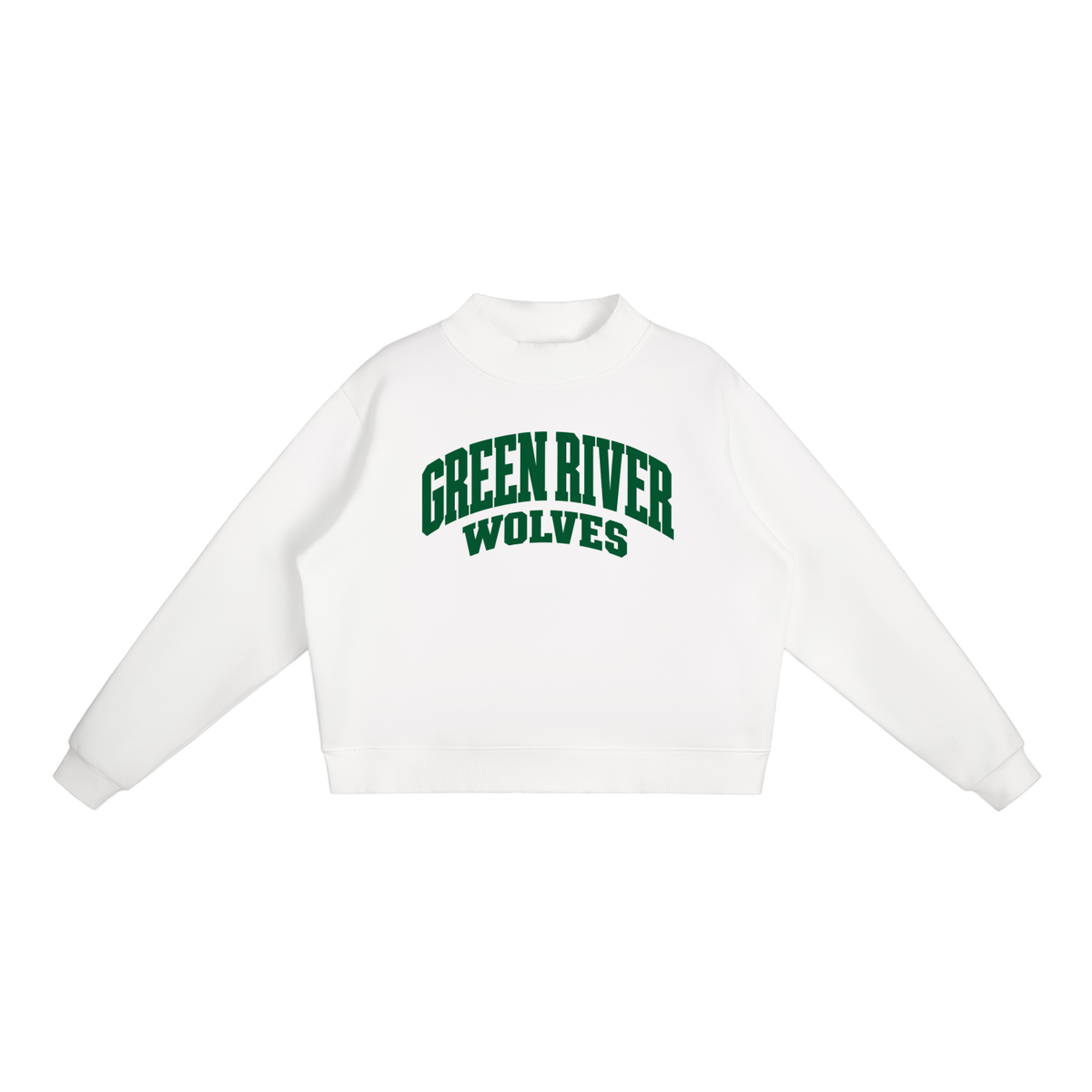 Basic 2 Green River Essential Fleece Mock-Neck Crew Sweatshirt (printed)
