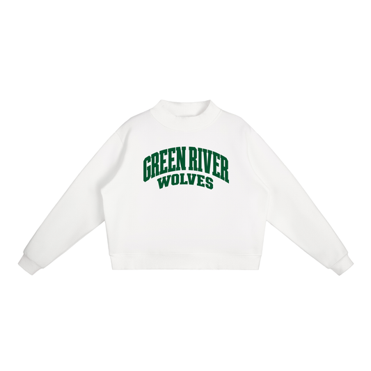Basic 2 Green River Essential Fleece Mock-Neck Crew Sweatshirt (printed)