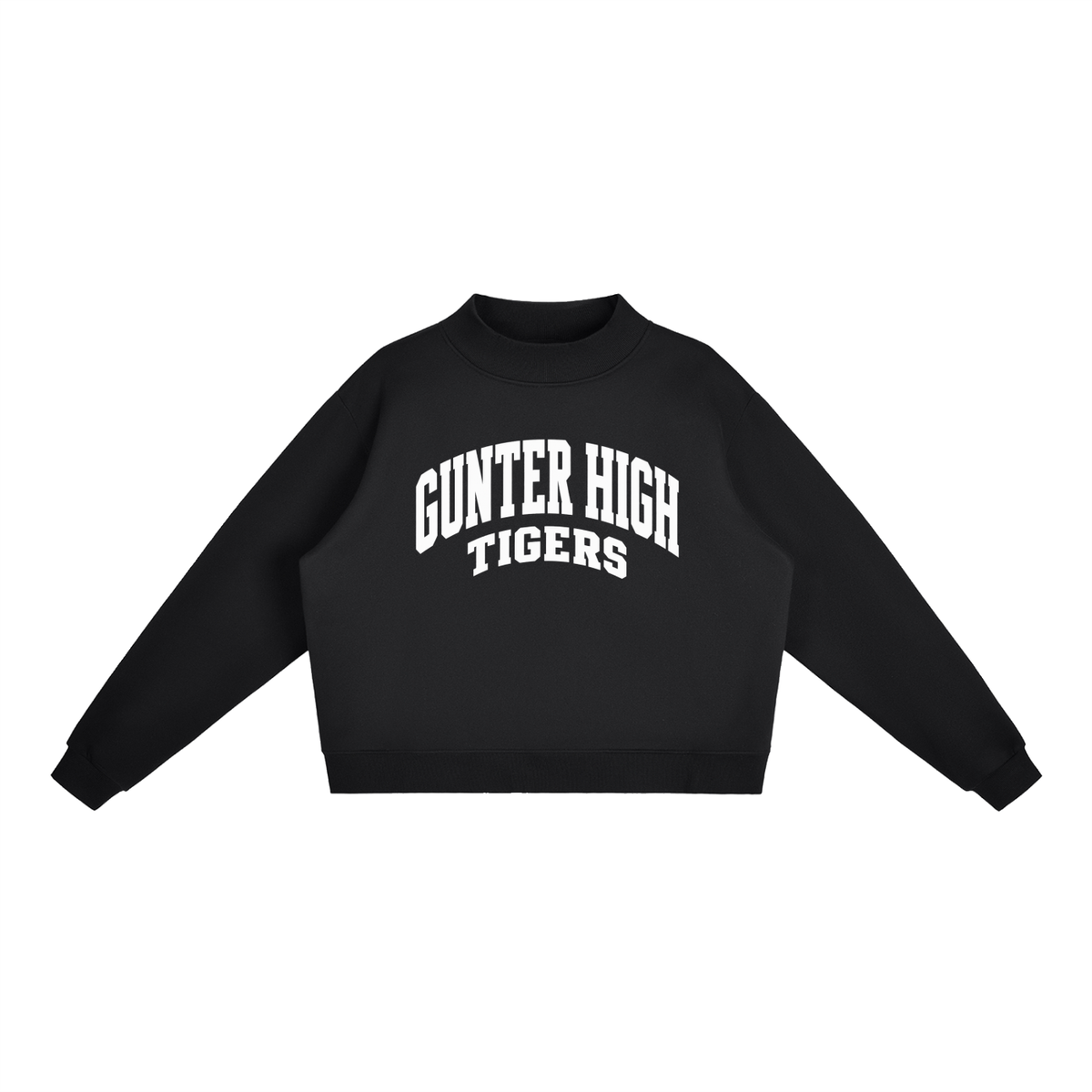 Basic 2 White Gunter Essential Fleece Mock-Neck Crew Sweatshirt