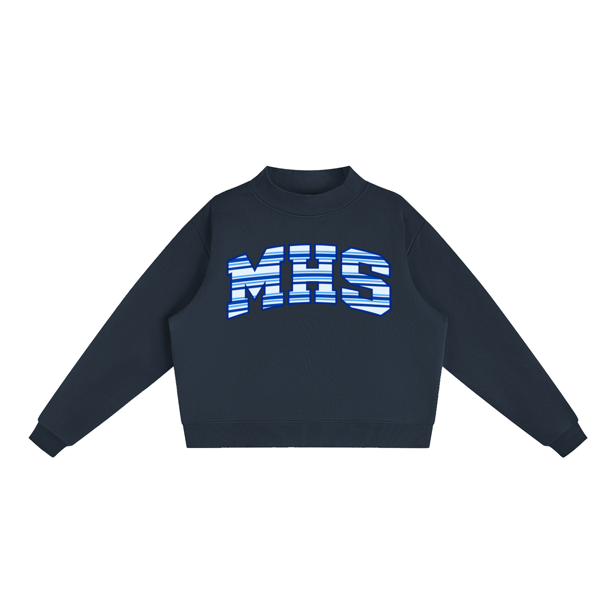 MHS Striped Essential Fleece Mock-Neck Crew Sweatshirt