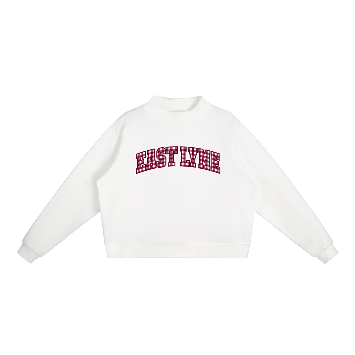 Gingham East Lyme Essential Fleece Mock-Neck Crew Sweatshirt (printed)