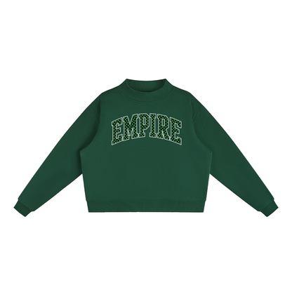 Polka Dot Empire Essential Fleece Mock-Neck Crew Sweatshirt (printed)