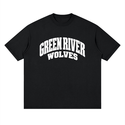 Basic 2 White Green River Oversized Drop Shoulder T-Shirt