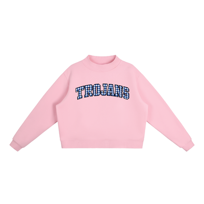 Printed Gingham Essential Fleece Mock-Neck Crew Sweatshirt
