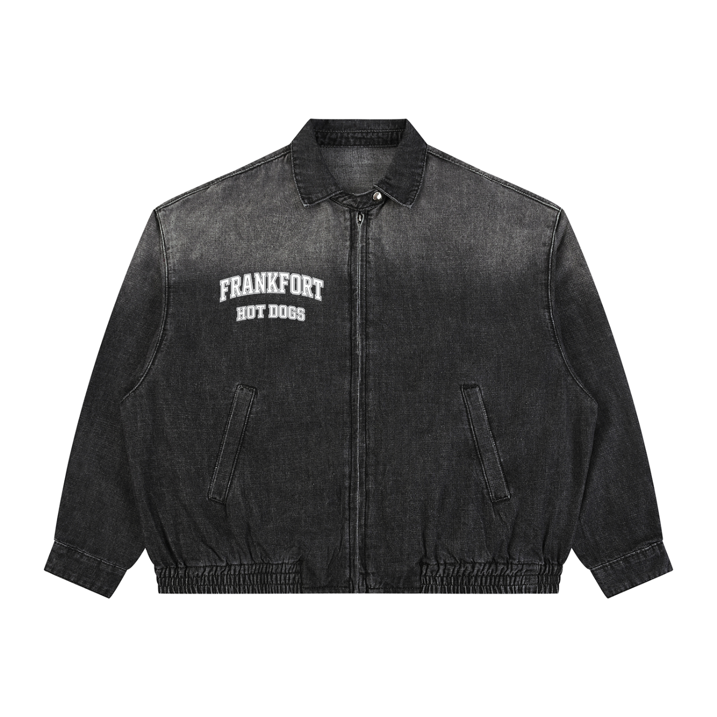 Unisex Vintage Wash Full-Zip Denim Jacket