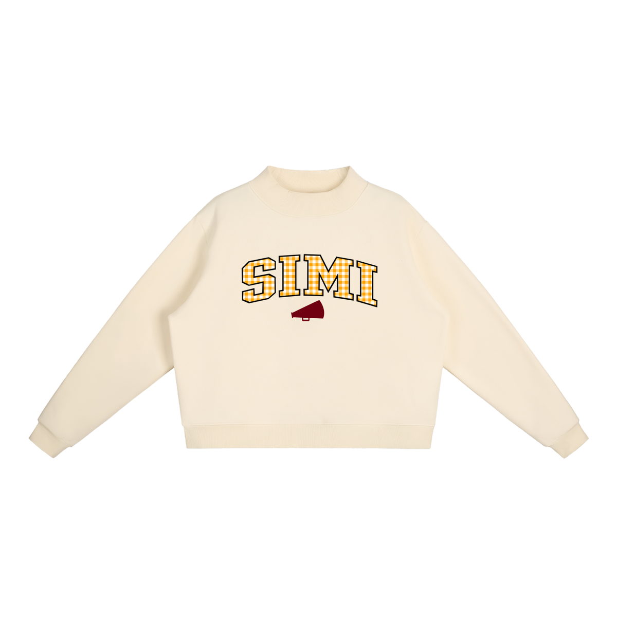 Gingham Simi Valley Essential Fleece Mock-Neck Crew Sweatshirt