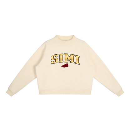 Gingham Simi Valley Essential Fleece Mock-Neck Crew Sweatshirt