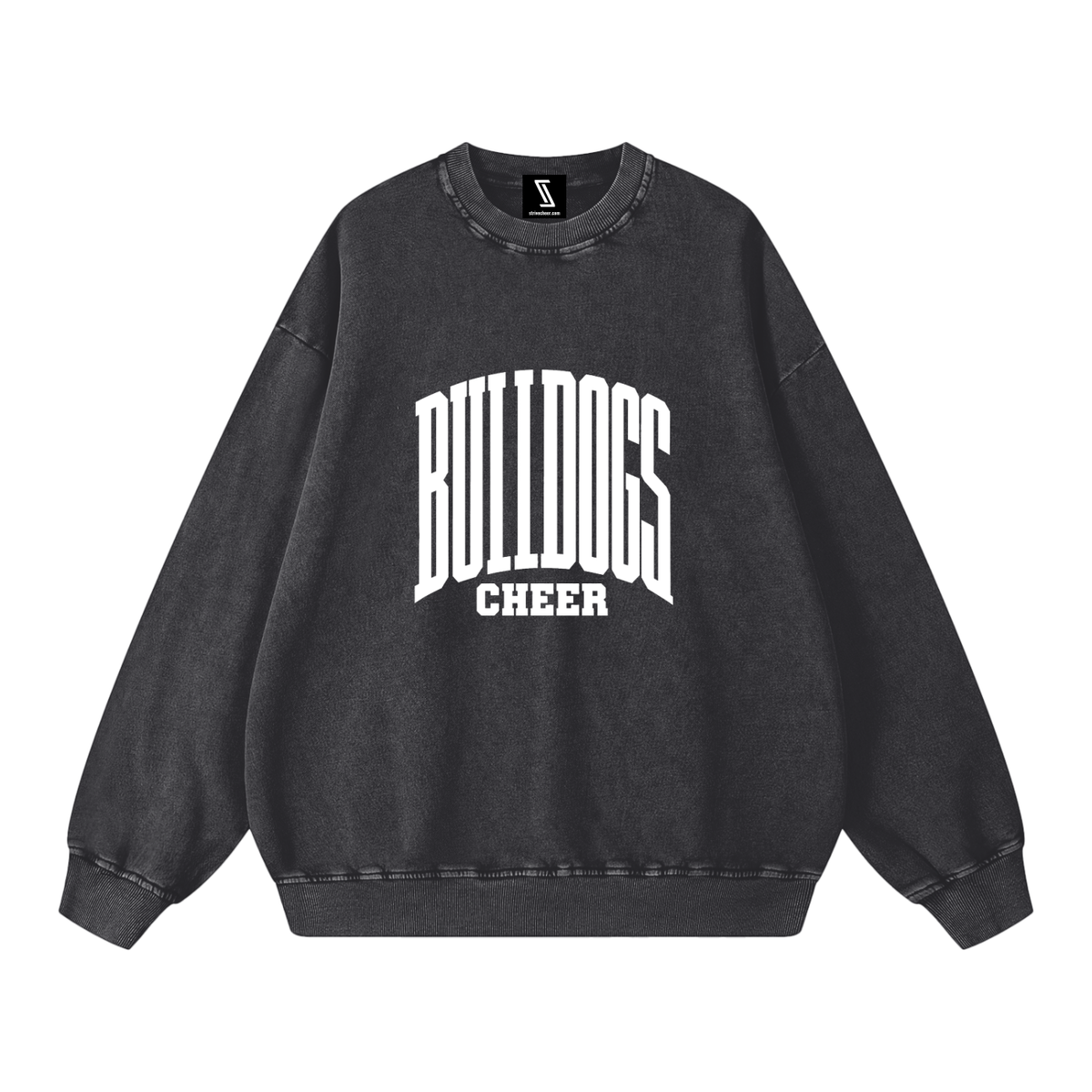 Basic 3 Green Bulldogs Snow Washed Oversized Sweatshirt