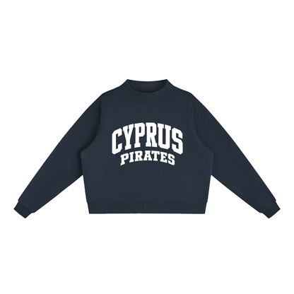 Basic 2 White Cyprus Essential Fleece Mock-Neck Crew Sweatshirt