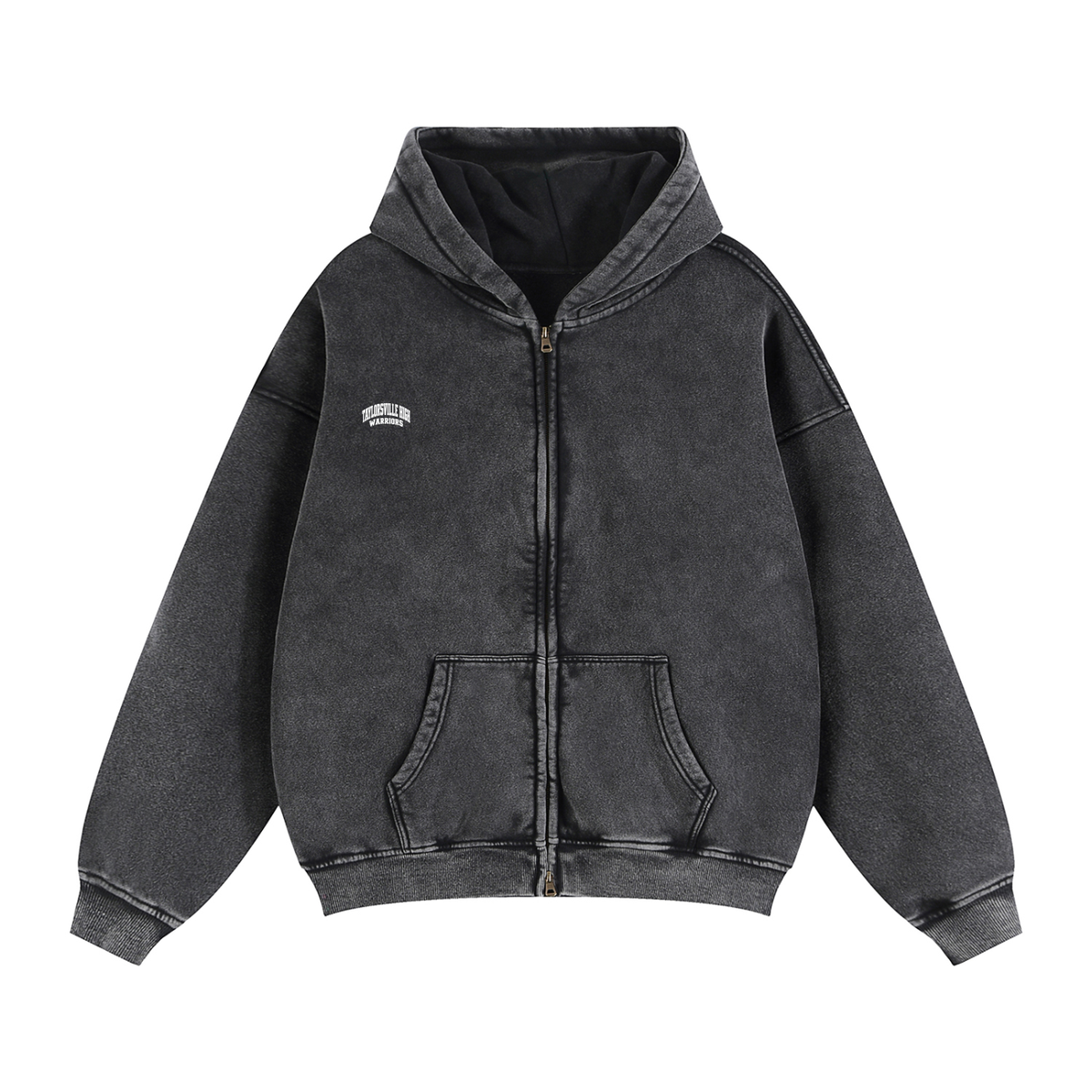 Basic 2 White Taylorsville Zip-Through Boxy Fleece Hoodie