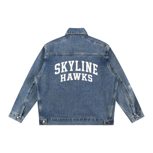 Vintage Wash Zip Up Denim Jacket
