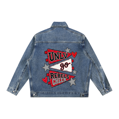 Lets Go UNLV Vintage Wash Zip Up Denim Jacket