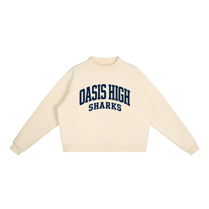 Basic 2 Oasis Essential Fleece Mock-Neck Crew Sweatshirt