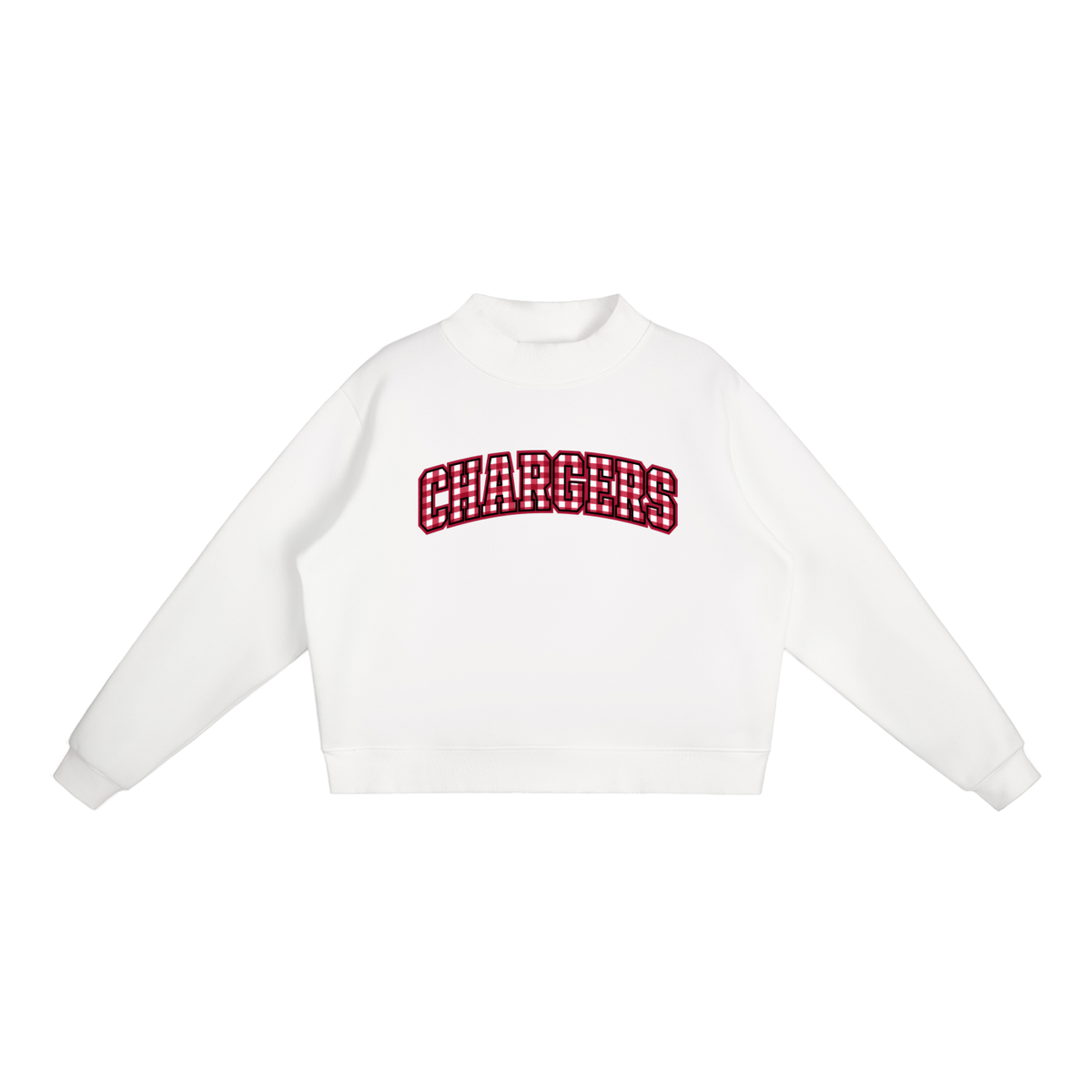 Gingham Chatfield Essential Fleece Mock-Neck Crew Sweatshirt (printed)