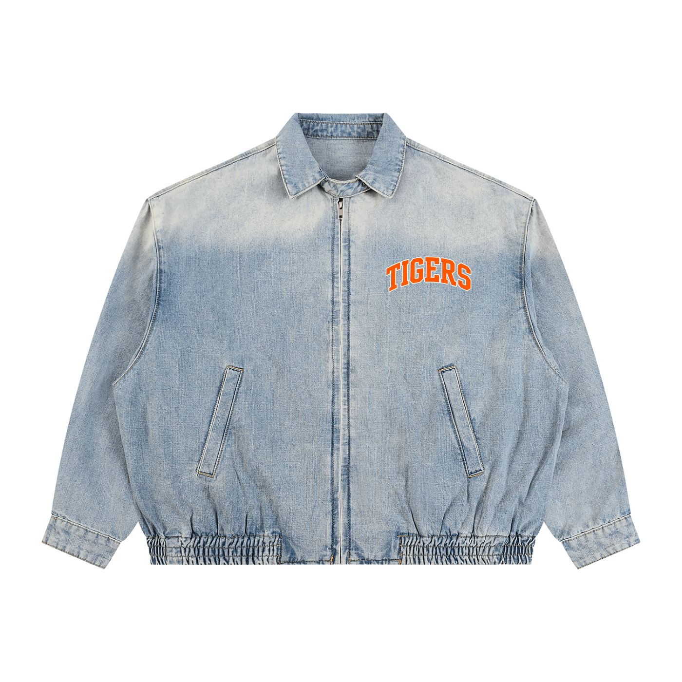 Unisex Vintage Wash Full-Zip Denim Jacket