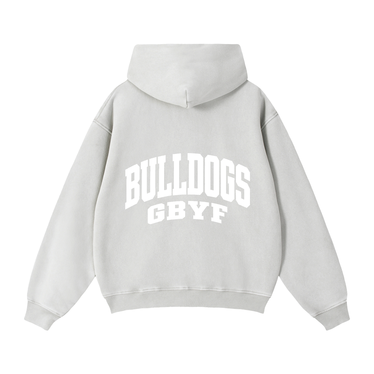 Basic 2 White Green Bulldogs Zip-Through Boxy Fleece Hoodie