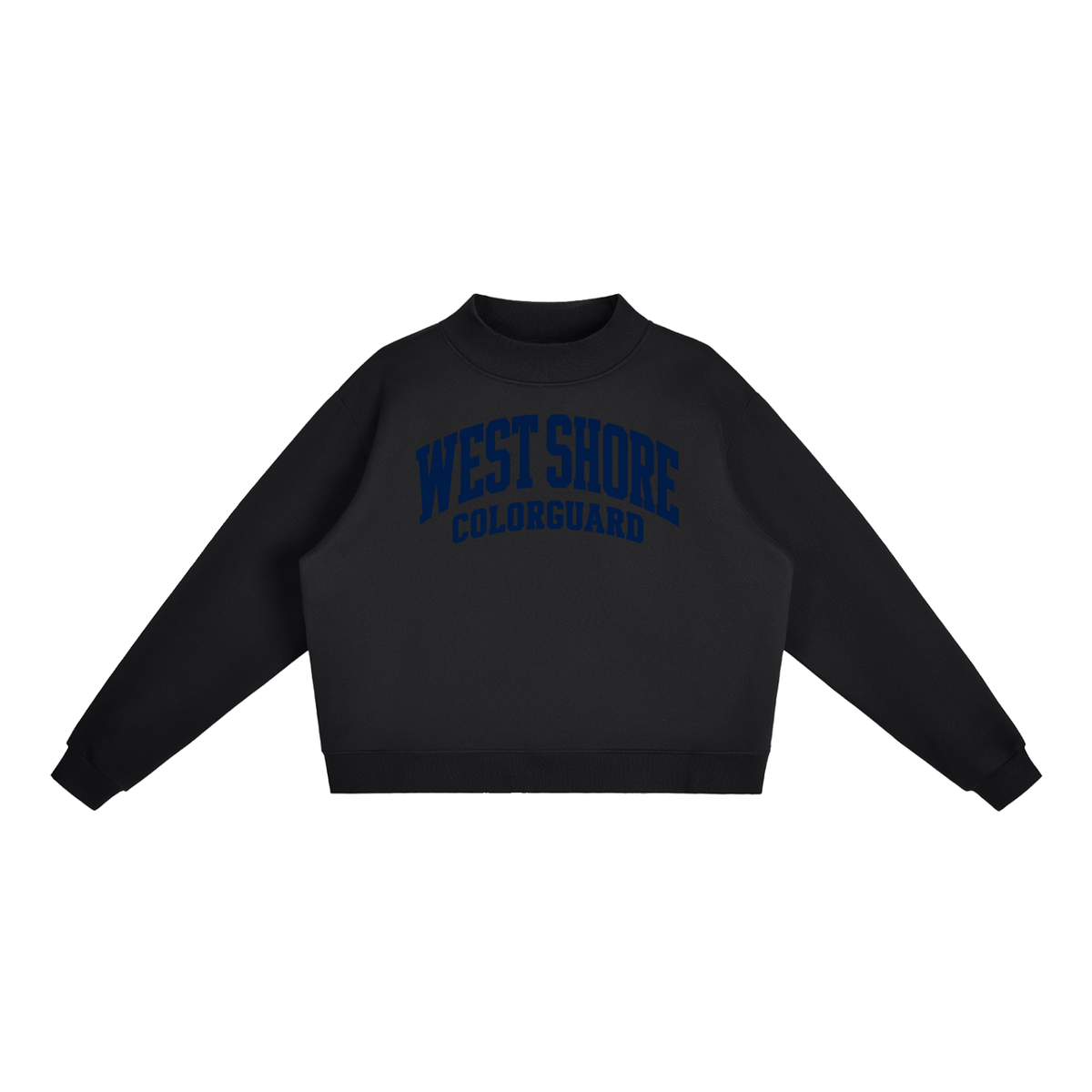 Basic 2 West Shore Essential Fleece Mock-Neck Crew Sweatshirt (printed)