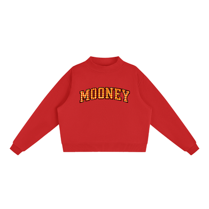 Gingham Cardinal Mooney Essential Fleece Mock-Neck Crew Sweatshirt