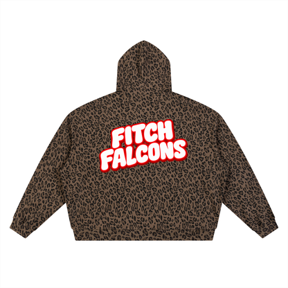 Unisex Leopard Print Waffle Full Zip Hoodie