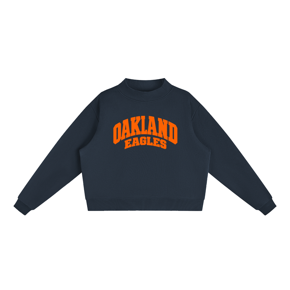 Basic 2 White Oakland Middle Essential Fleece Mock-Neck Crew Sweatshirt (printed)