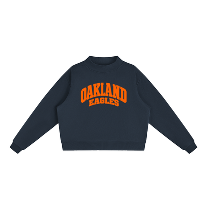 Basic 2 White Oakland Middle Essential Fleece Mock-Neck Crew Sweatshirt (printed)