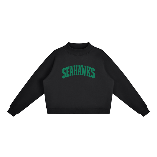Basic 1 Seahawks Essential Fleece Mock-Neck Crew Sweatshirt (printed)