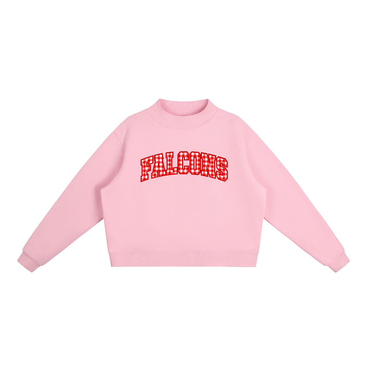 Gingham Fitch Essential Fleece Mock-Neck Crew Sweatshirt (printed)
